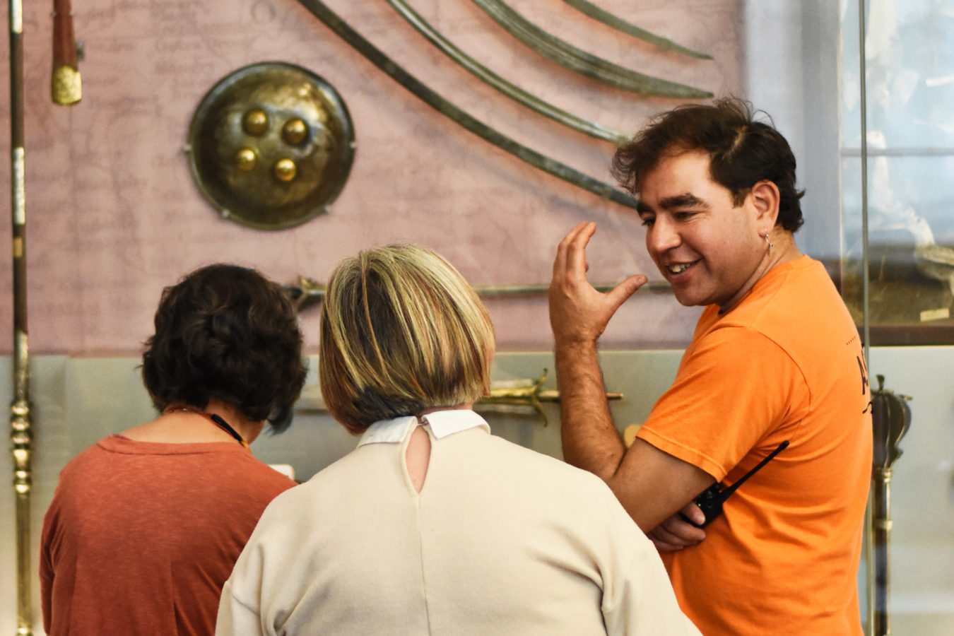 Staff talking to visitors in the Explorers Gallery