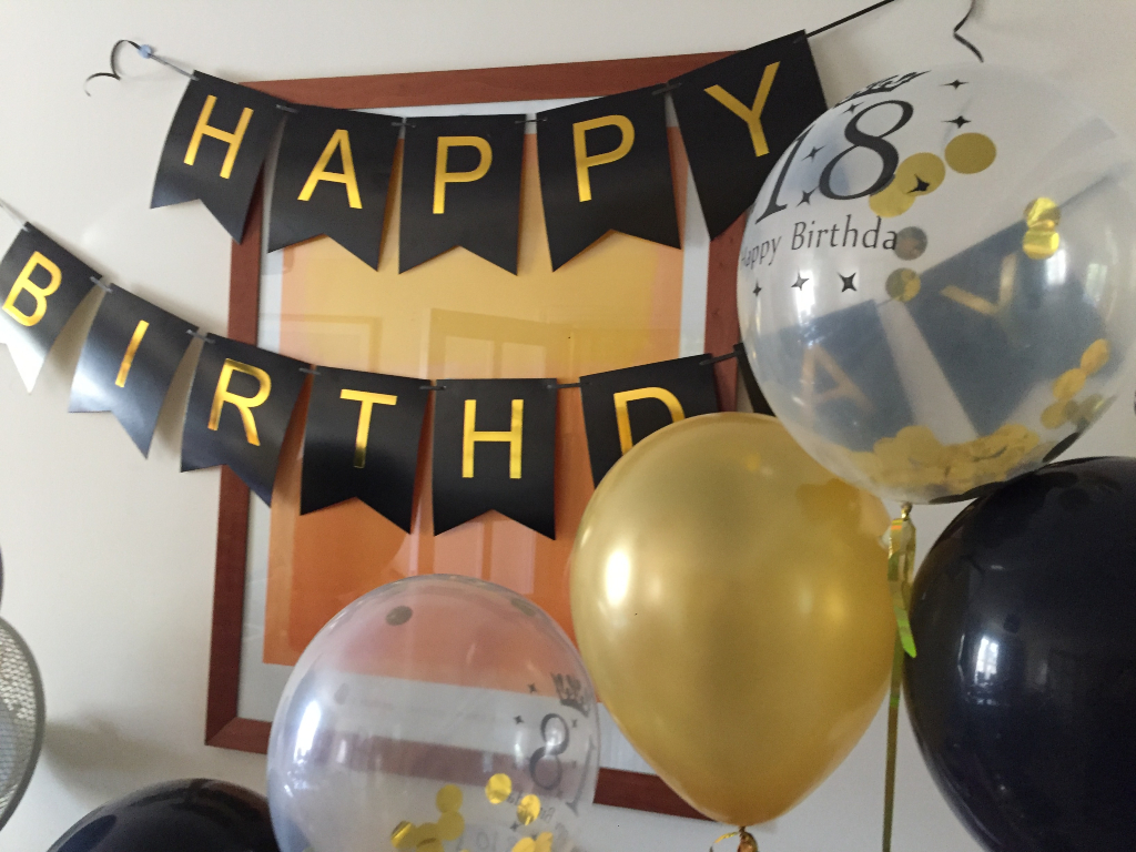 Happy birthday banner with balloons