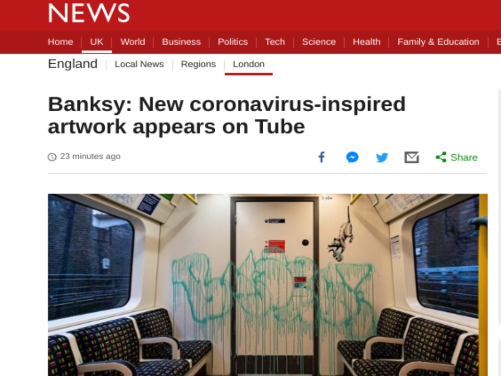 BBC news headline about new Banksy artwork