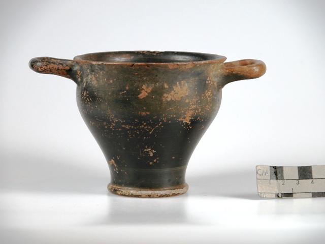 Black two-handled vase of unusual shape