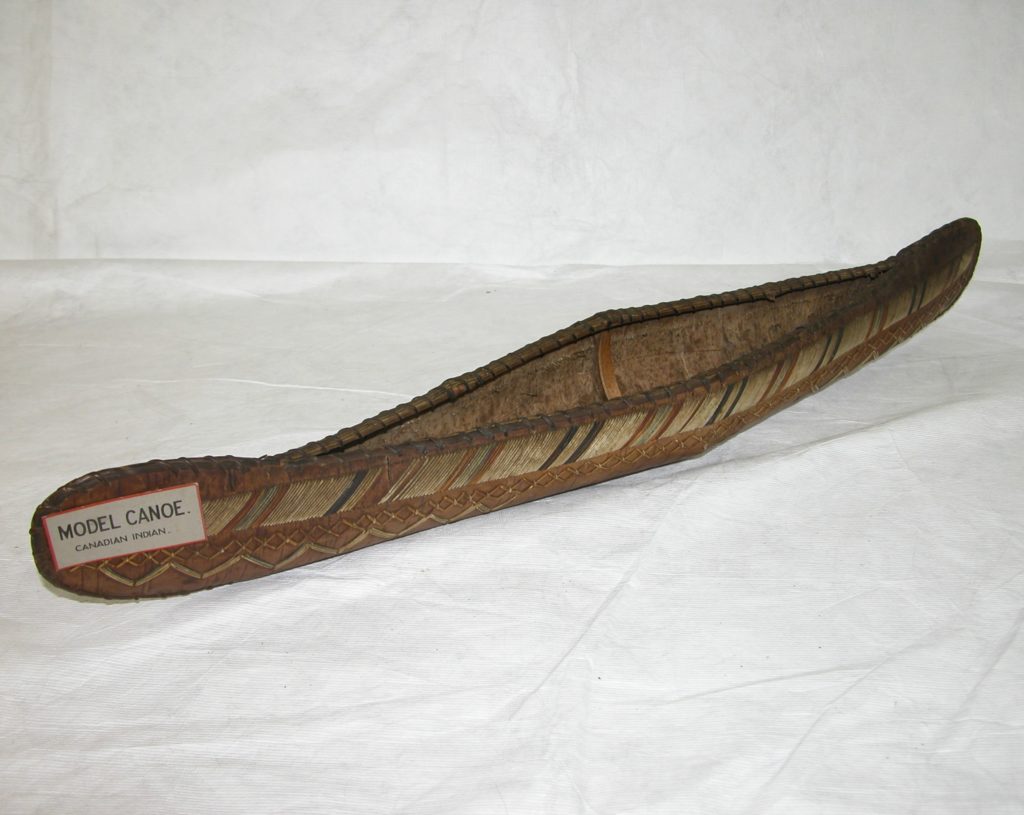 Model canoe of birch bark