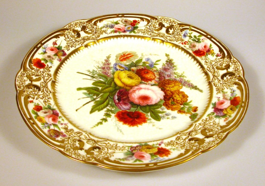 Plate with bouquet of flowers 1813-20, Nantgarw, Cardiff