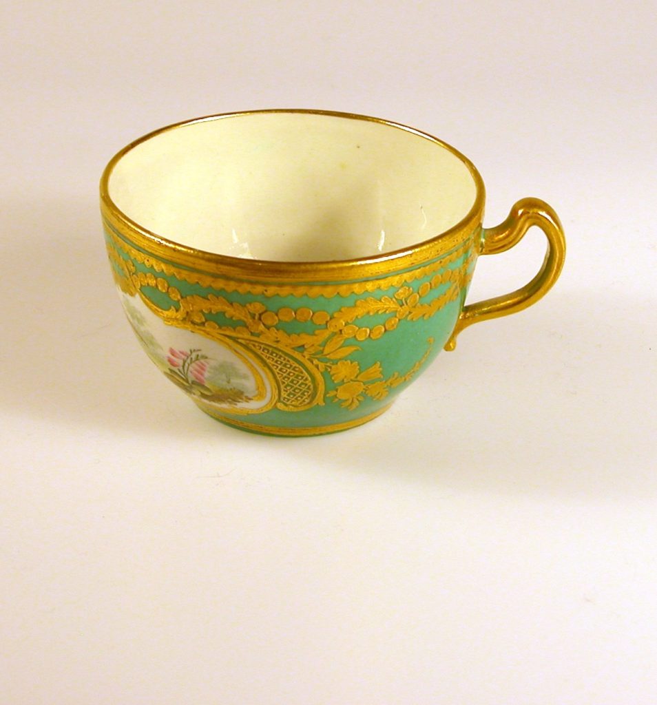 Cup and saucer with green-glazed ground