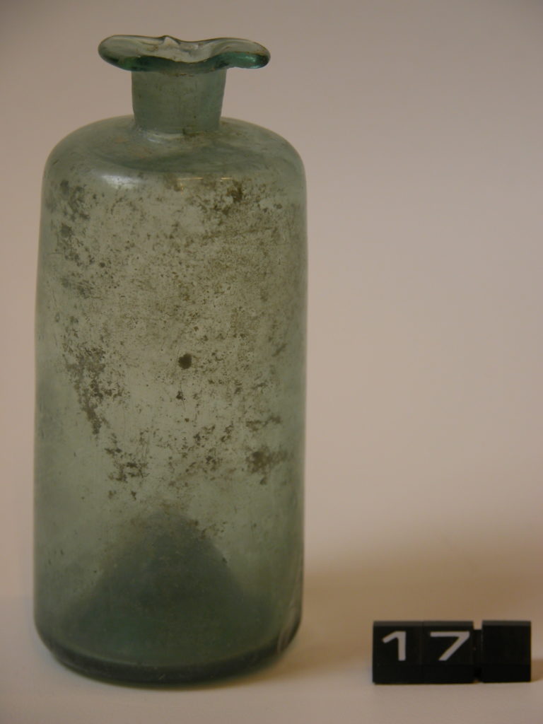 Pale green glass bottle